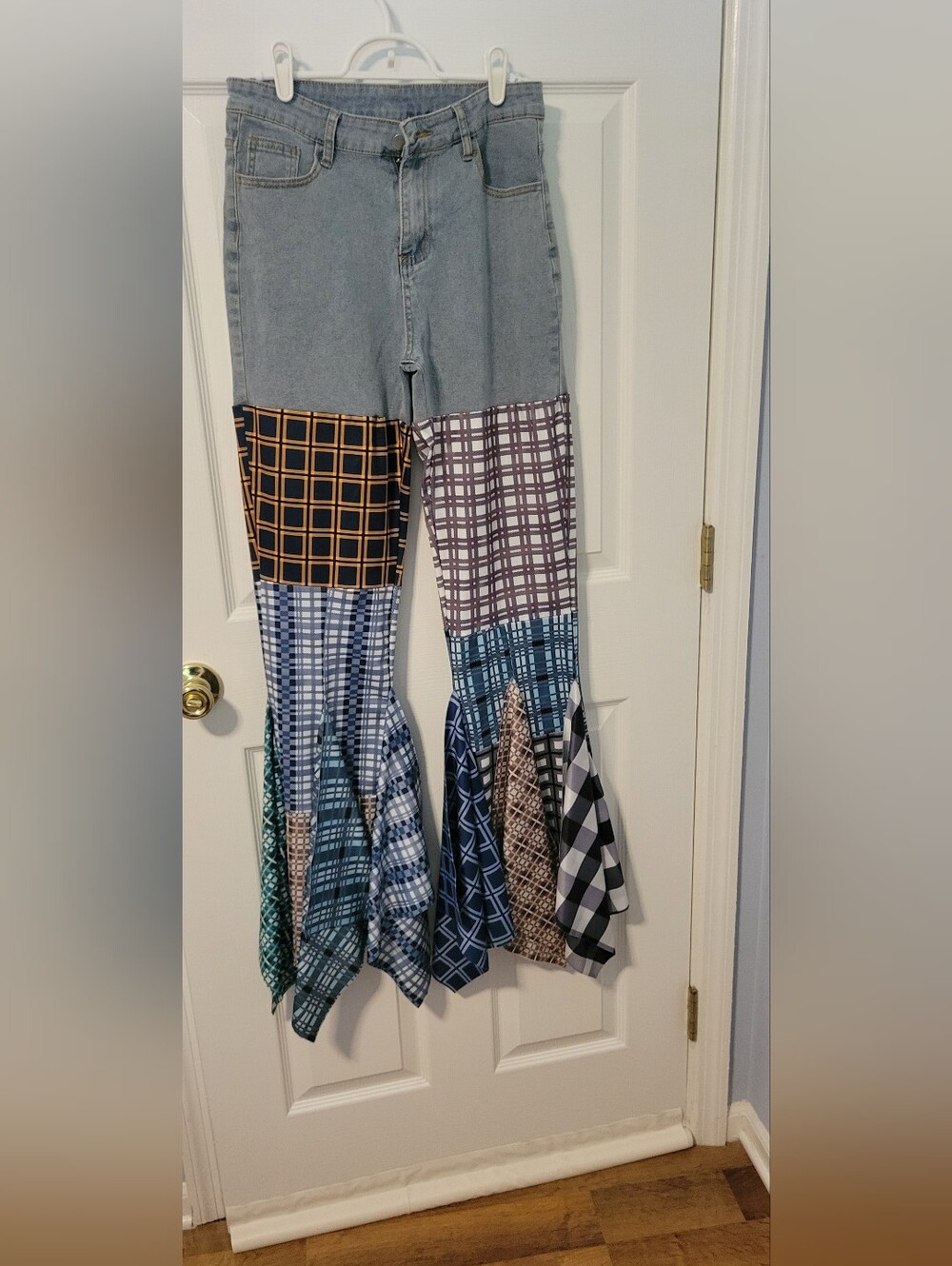 Patchwork Blue Denim Bell Bottom Jeans